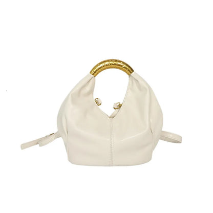 Metal Handle Soft PU Dumpling Shoulder Bag
