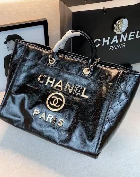 Chanel Deauville Studded Chain Tote Bag