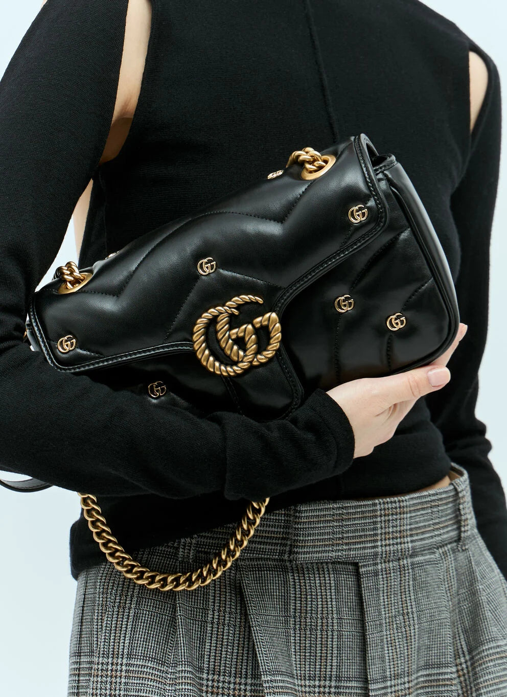 Gucci GG Marmont Mini Logo Studded Crossbody Bag