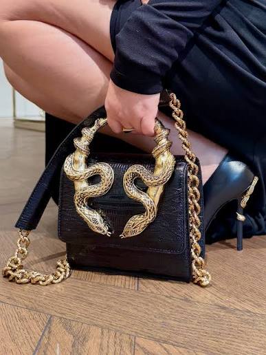 Roberto Cavalli Borsa Bordeaux Con Serpenti