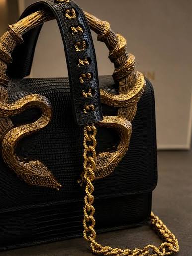 Roberto Cavalli Borsa Bordeaux Con Serpenti
