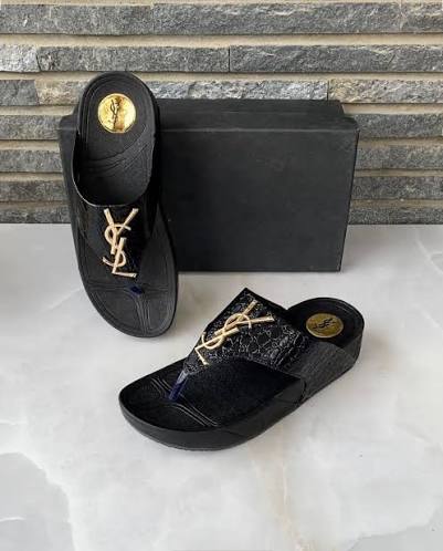 YSL Platform Wedge Flip Flops