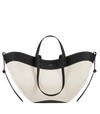 Polène Cyme Black & White Canvas Tote Bag