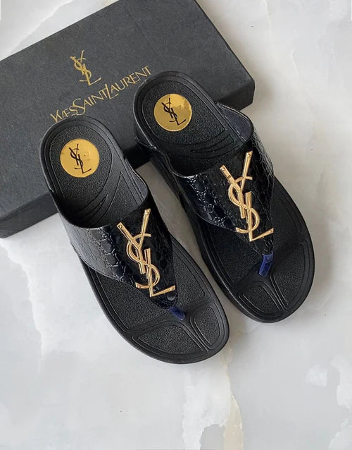 YSL Platform Wedge Flip Flops
