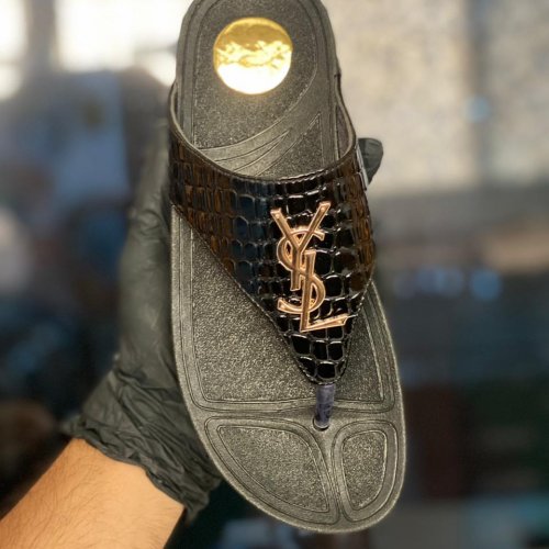 YSL Platform Wedge Flip Flops
